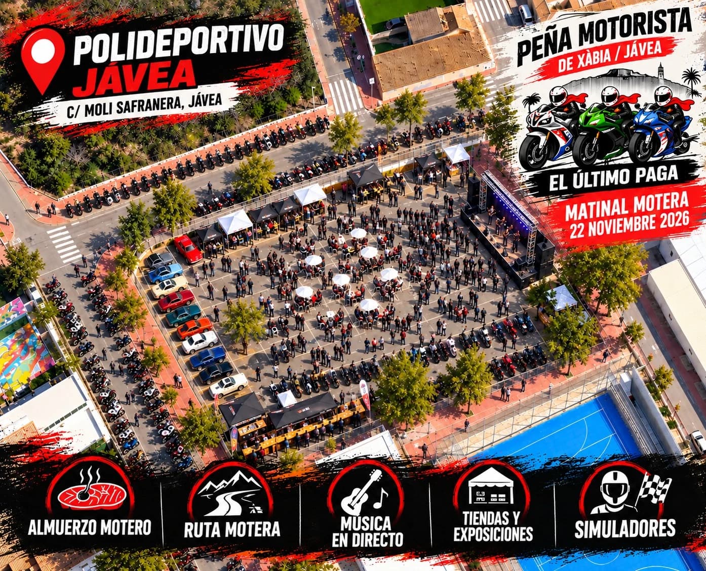 Cartel de El Último Paga: matinal motera en Jávea el 22 de noviembre de 2026